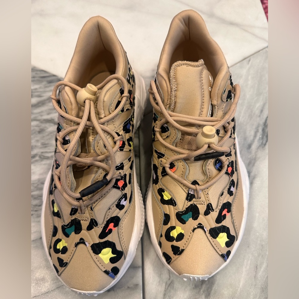 Adidas Ozweego neon leopard print sneakers
